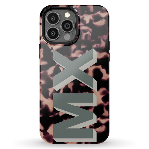Custom 3D Initials Dark Tort iPhone Case